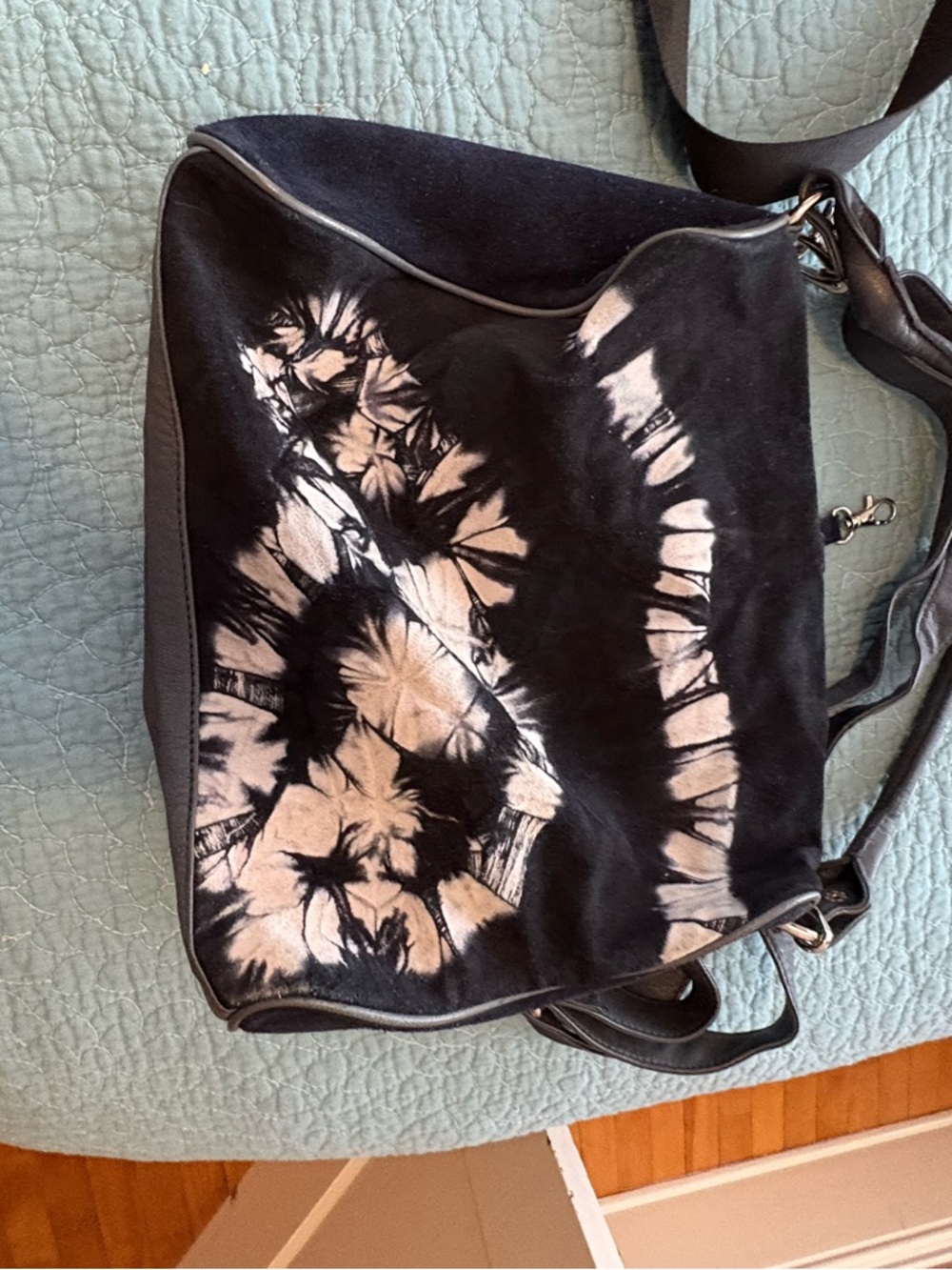 Religion Blue Tie-Dye Suede Shoulder Bag - Picture 2 of 4